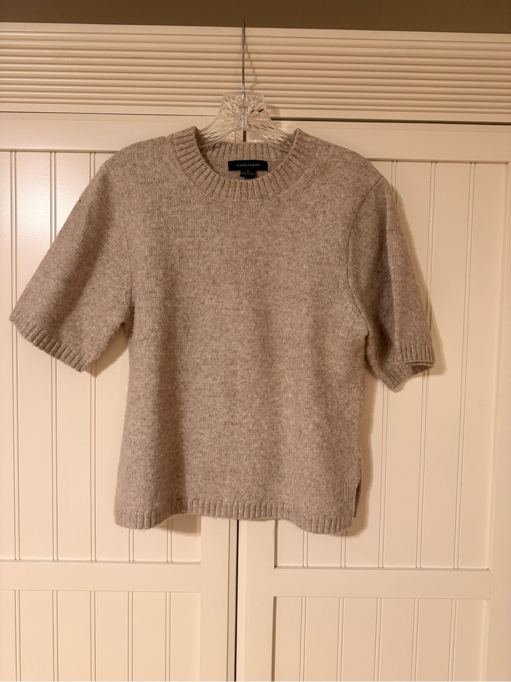 Sanctuary Perfect Sweater Tee Short-Sleeve Crewneck in Light Taupe size Small